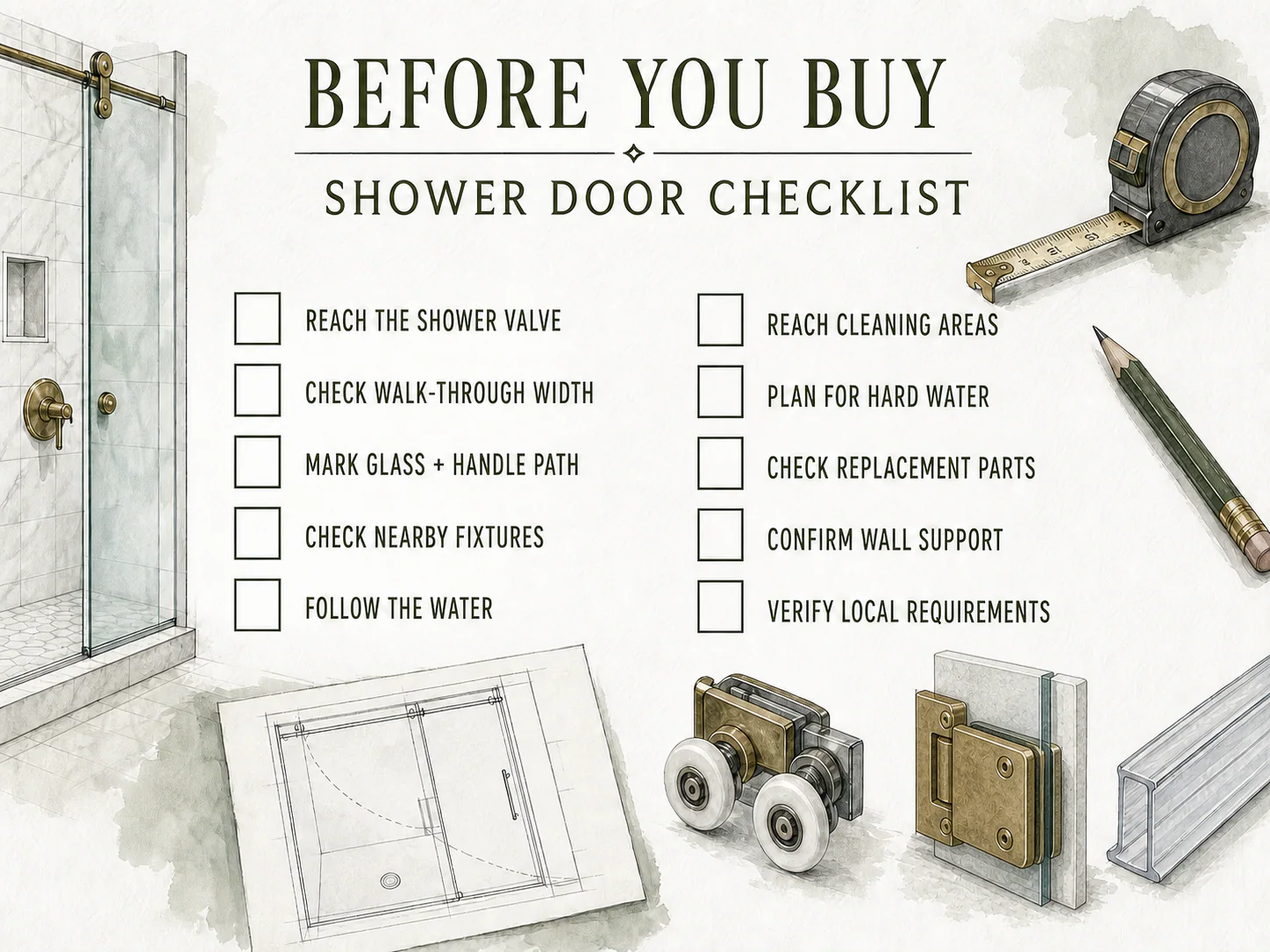 Printable shower door buying checklist
